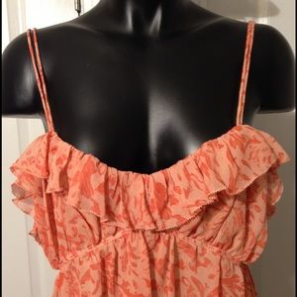 JOIE 100% Silk Ruffle Trim Top